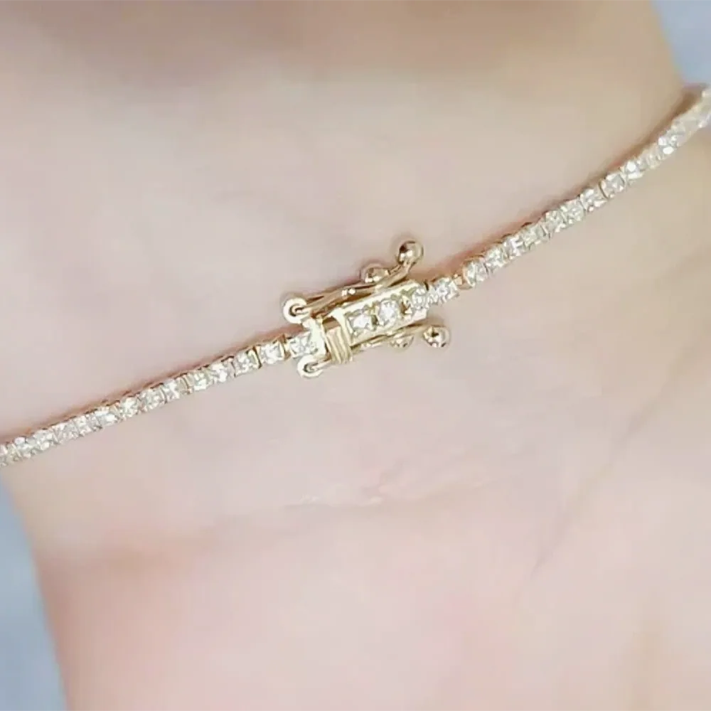 Elegant 14K Yellow Gold Natural Diamond Tennis Bracelet IGI Certified Daily Wear - view 2