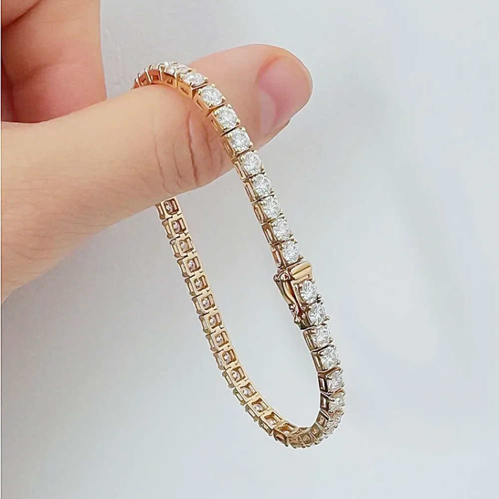 Round Cut 4.50CT IGI Certified Natural Diamond Tennis Bracelet 14K Yellow Gold - view 3
