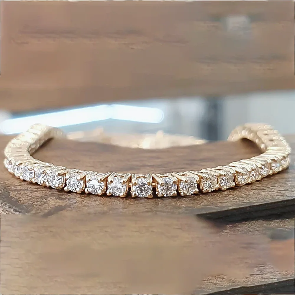 3.50Ct Round GH/VS Certified Natural Diamond Tennis Her Bracelet 14k Yellow Gold - view 4
