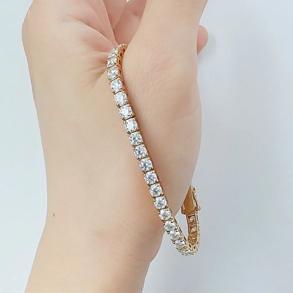 Round Cut 4.50CT IGI Certified Natural Diamond Tennis Bracelet 14K Yellow Gold - view 2