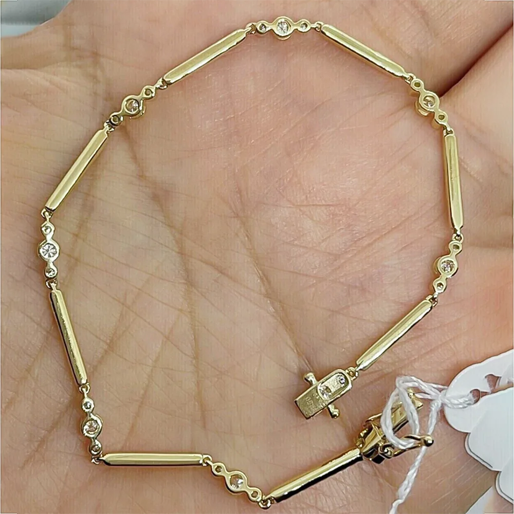2Ct Round Cut Natural Diamond GH SI Women’s Tennis Bracelet Real 14k Yellow Gold - view 3