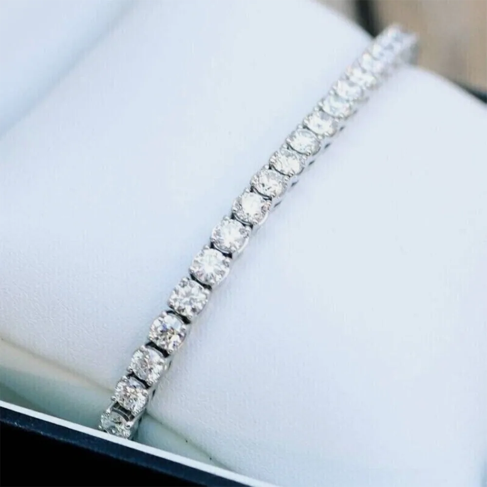 14k White Gold Sparkling Wedding Tennis Bracelet Certified Natural Diamond 6Ct - view 4