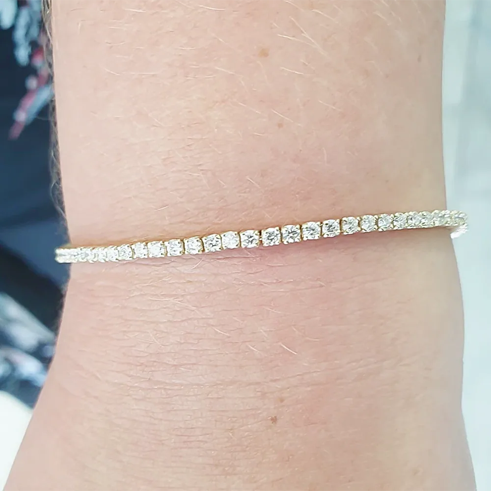 3.50Ct Round GH/VS Certified Natural Diamond Tennis Her Bracelet 14k Yellow Gold - view 3