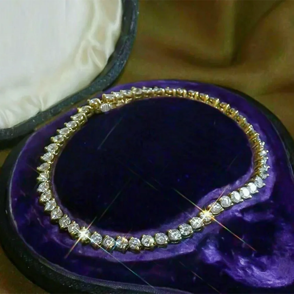 Certified 6.20Ct GH/VS Round Cut Natural Diamond Women Tennis Bracelet 14k Gold - view 4