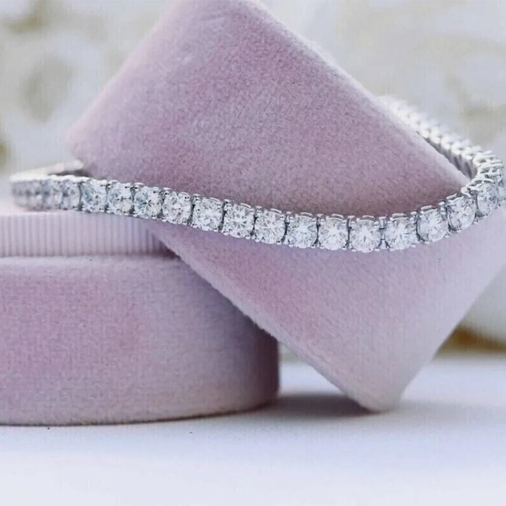 14k White Gold Sparkling Wedding Tennis Bracelet Certified Natural Diamond 6Ct - view 3