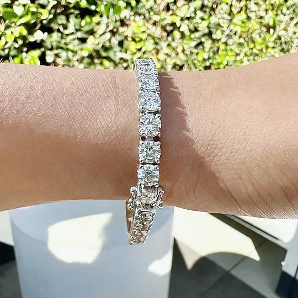 14K White Gold 7.00CT Round Cut Natural Diamond Tennis Bracelet Wedding Gift - view 3