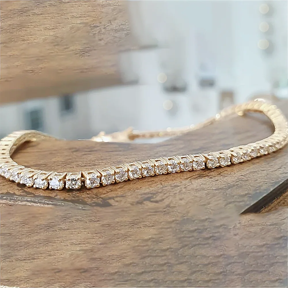 3.50Ct Round GH/VS Certified Natural Diamond Tennis Her Bracelet 14k Yellow Gold - view 2