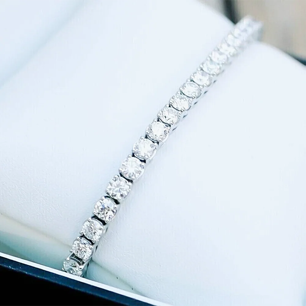 14k White Gold Sparkling Wedding Tennis Bracelet Certified Natural Diamond 6Ct - view 2