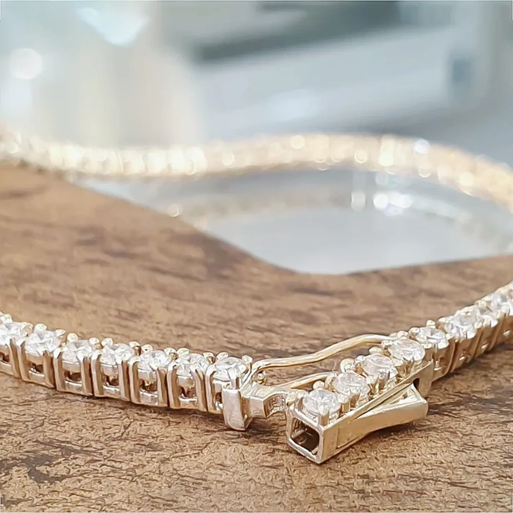 3.50Ct Round GH/VS Certified Natural Diamond Tennis Her Bracelet 14k Yellow Gold - view 5