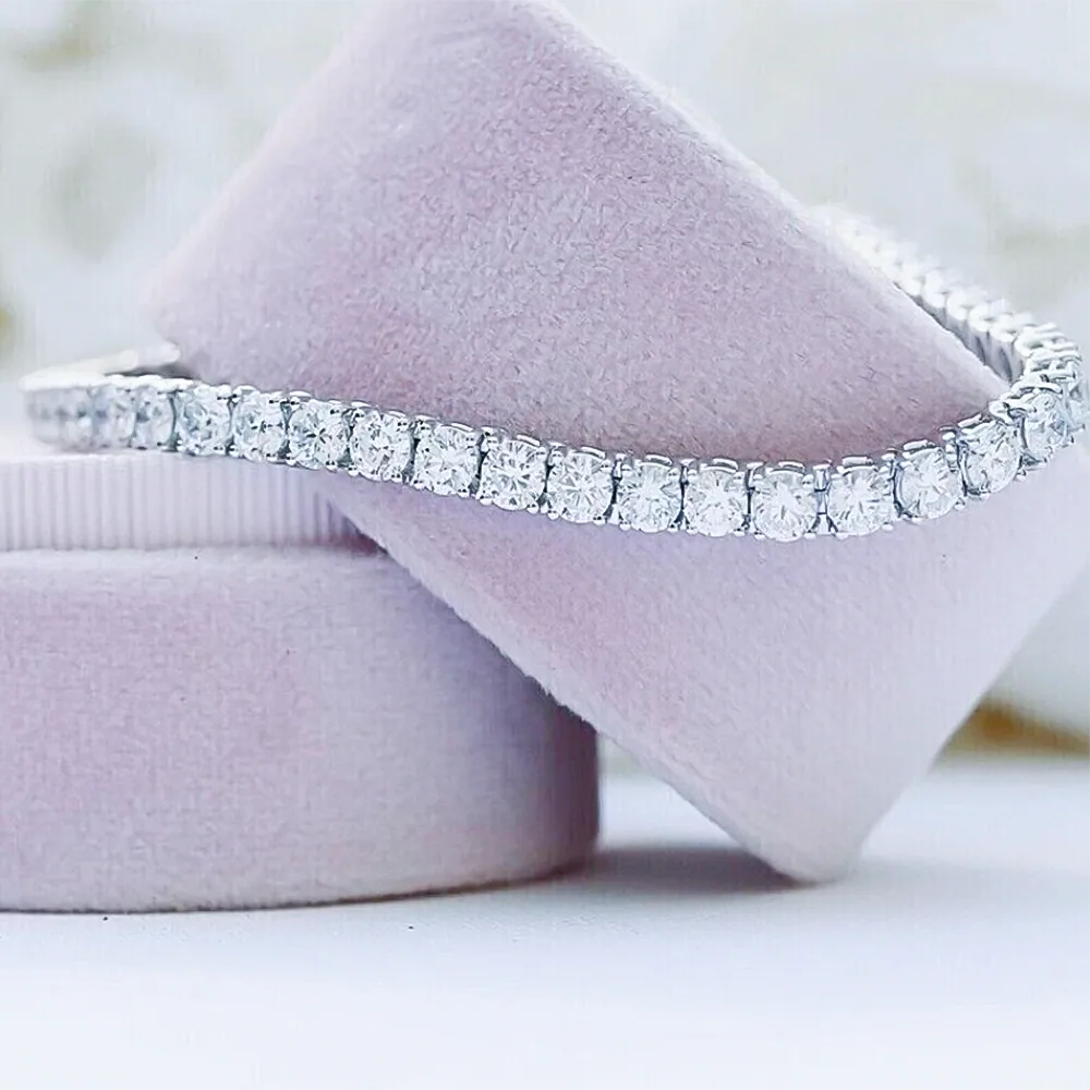 14k White Gold Sparkling Wedding Tennis Bracelet Certified Natural Diamond 6Ct - view 5