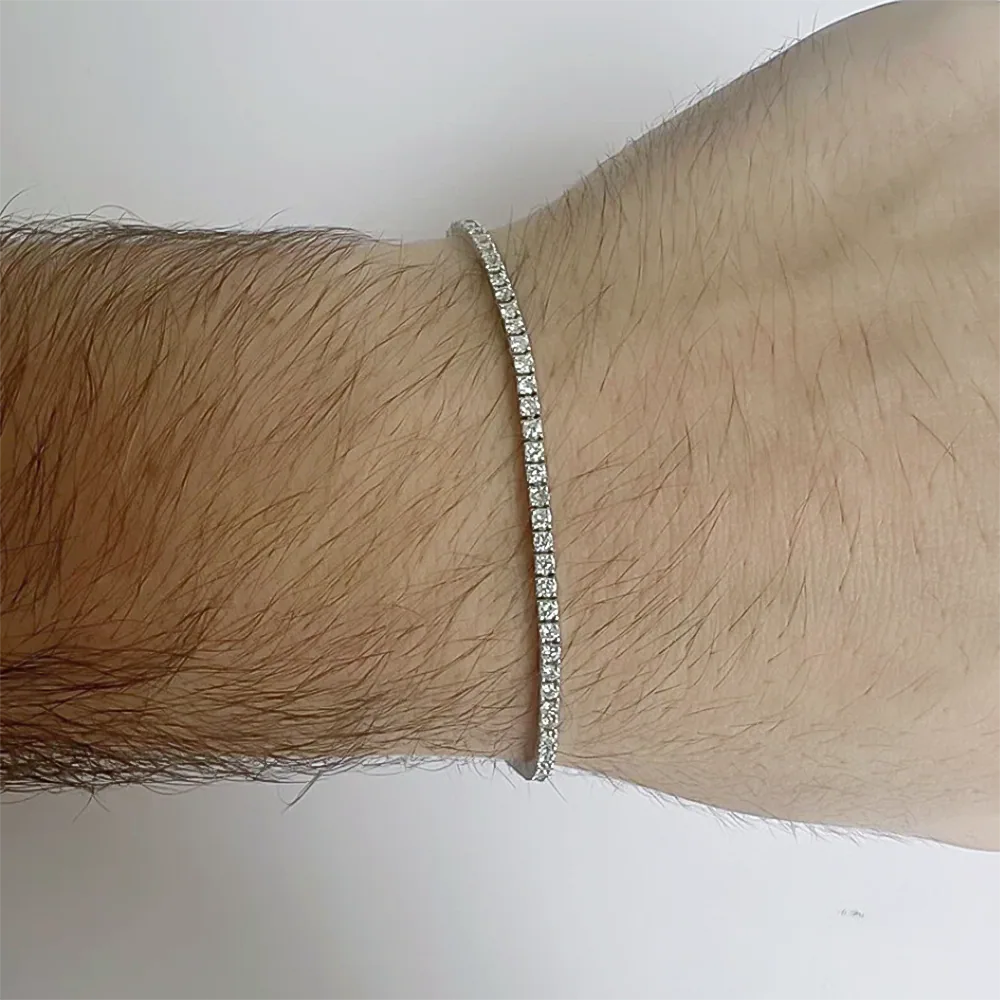 3.49Ct Natural Diamond Tennis Bracelet Engagement Wedding Round 14k Gold - view 5
