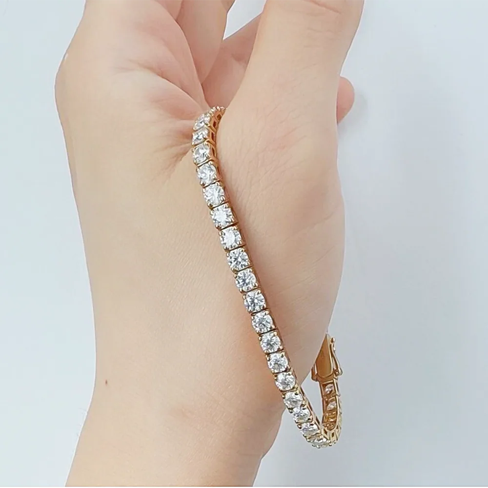 Round Cut 4.50CT IGI Certified Natural Diamond Tennis Bracelet 14K Yellow Gold - view 5