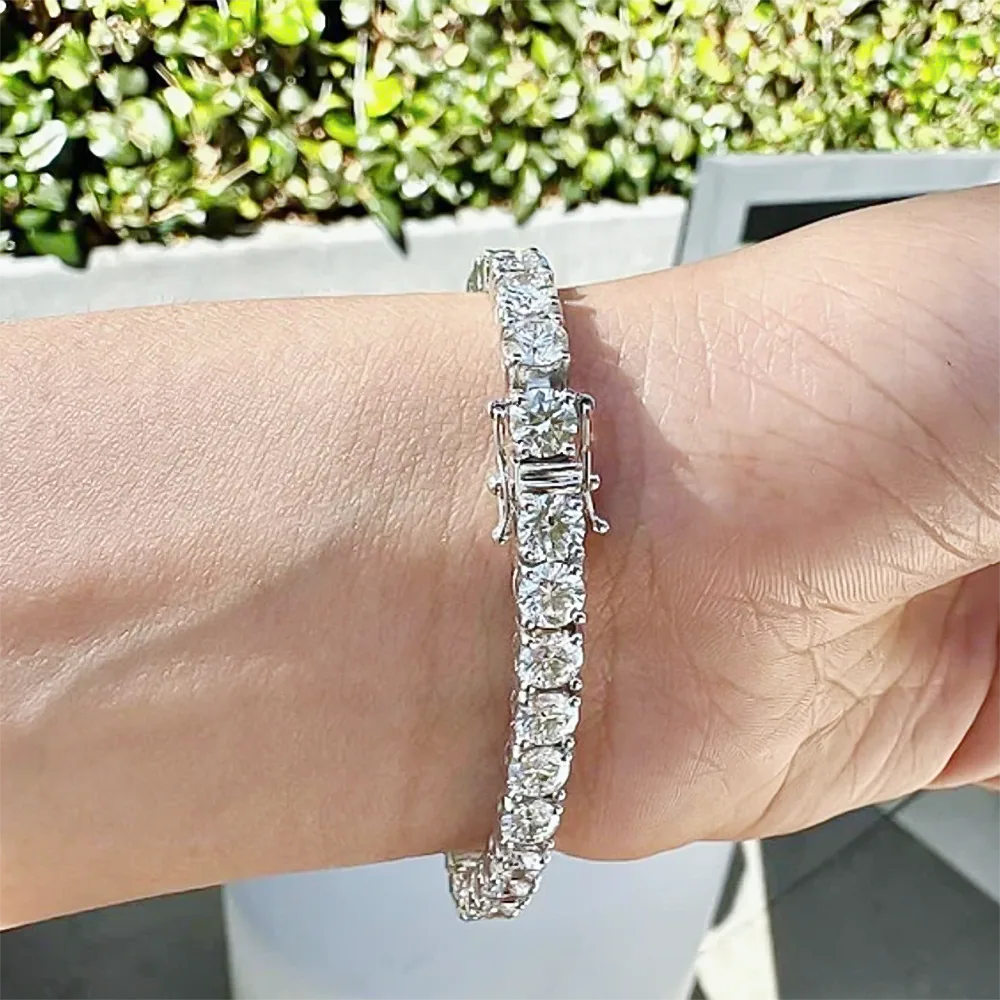 14K White Gold 7.00CT Round Cut Natural Diamond Tennis Bracelet Wedding Gift - view 5