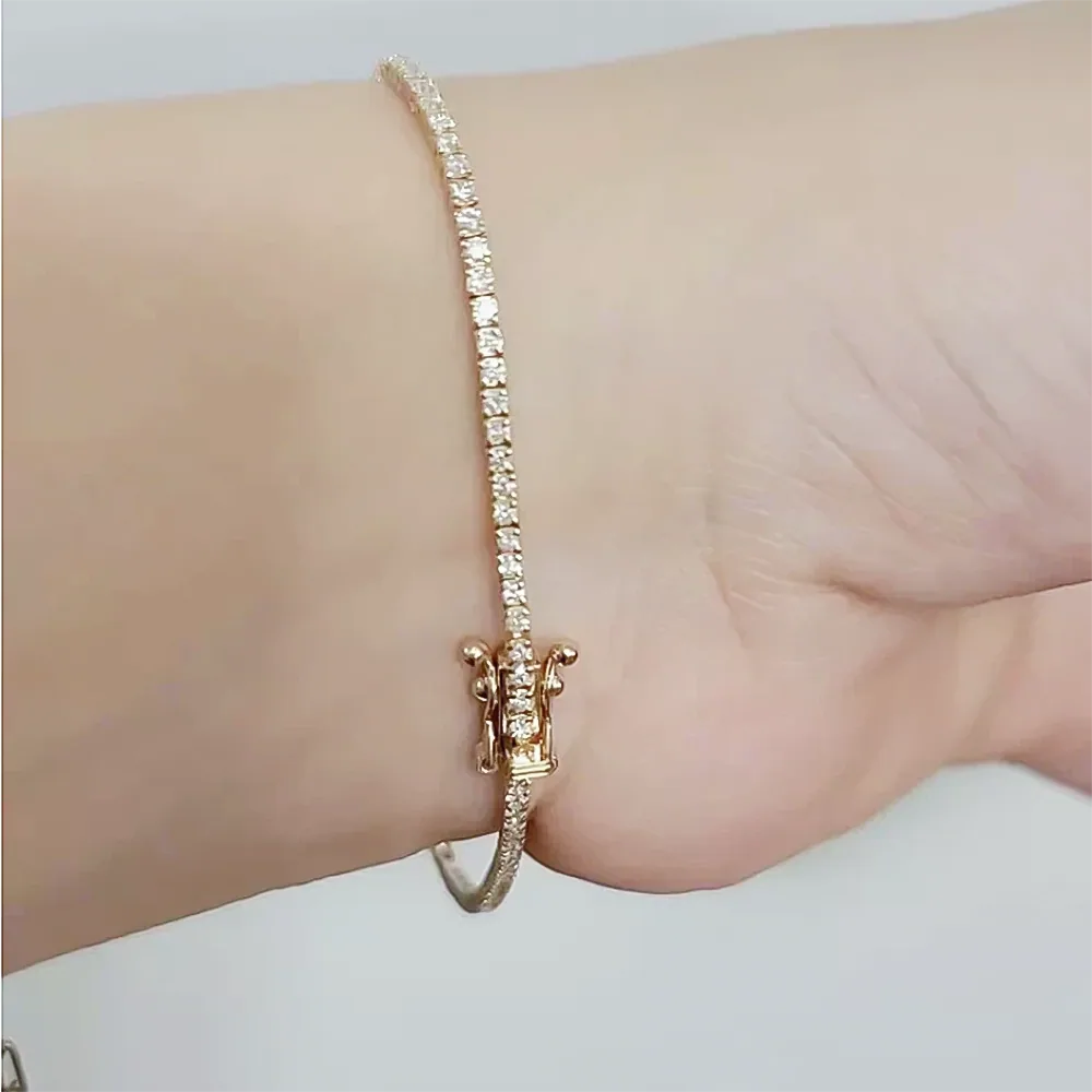 Elegant 14K Yellow Gold Natural Diamond Tennis Bracelet IGI Certified Daily Wear - view 3