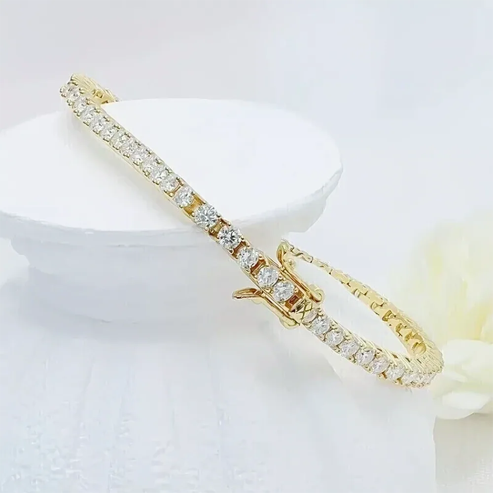 IGI Certified 7Ct Natural Diamond Women’s Tennis Bracelet 14Kt Yellow Gold - view 5