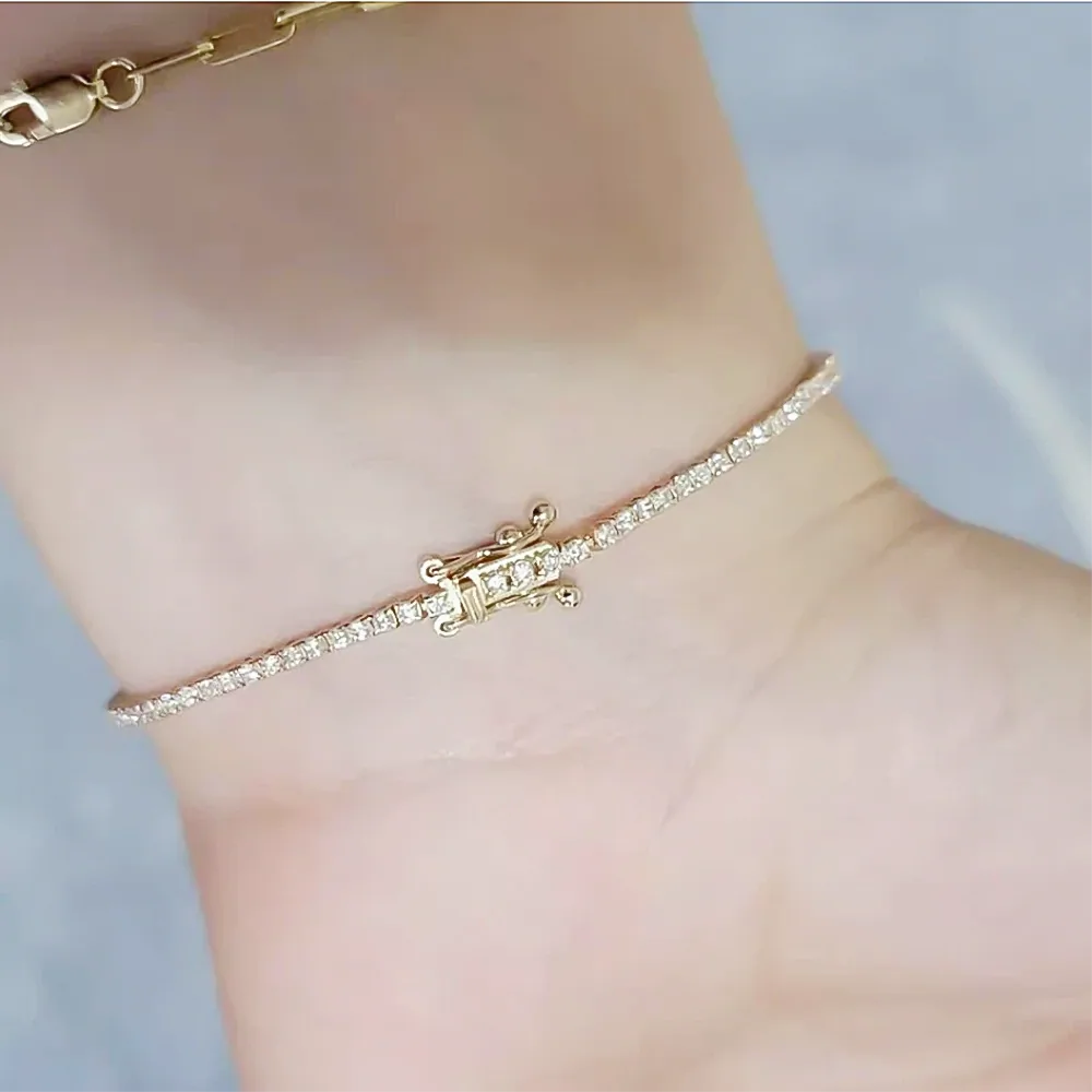 Elegant 14K Yellow Gold Natural Diamond Tennis Bracelet IGI Certified Daily Wear - view 4