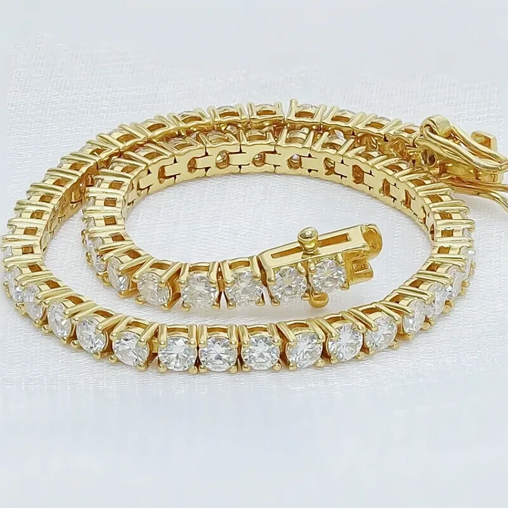 Certified GH/SI 6.20Ct Natural Diamond 14Kt Yellow Gold Tennis Bracelet Fro Her - view 3