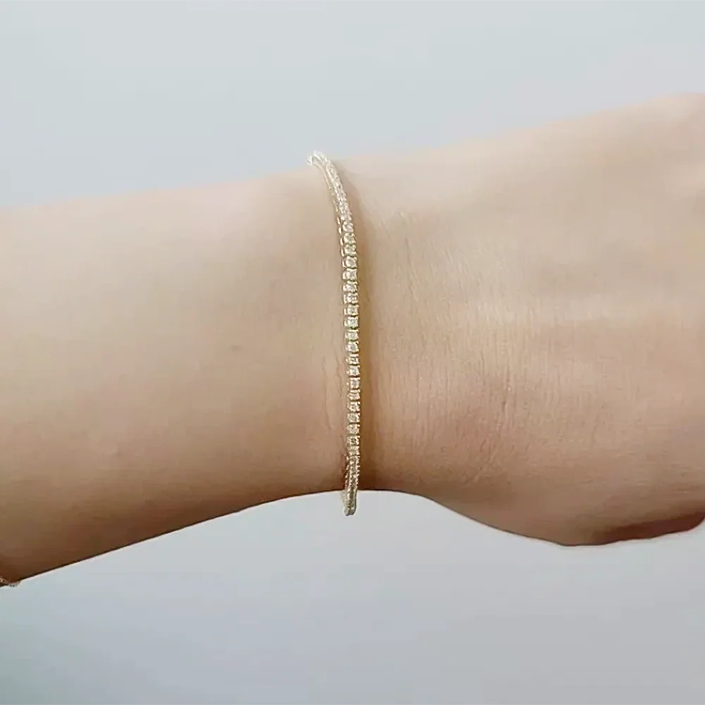 Elegant 14K Yellow Gold Natural Diamond Tennis Bracelet IGI Certified Daily Wear - view 5