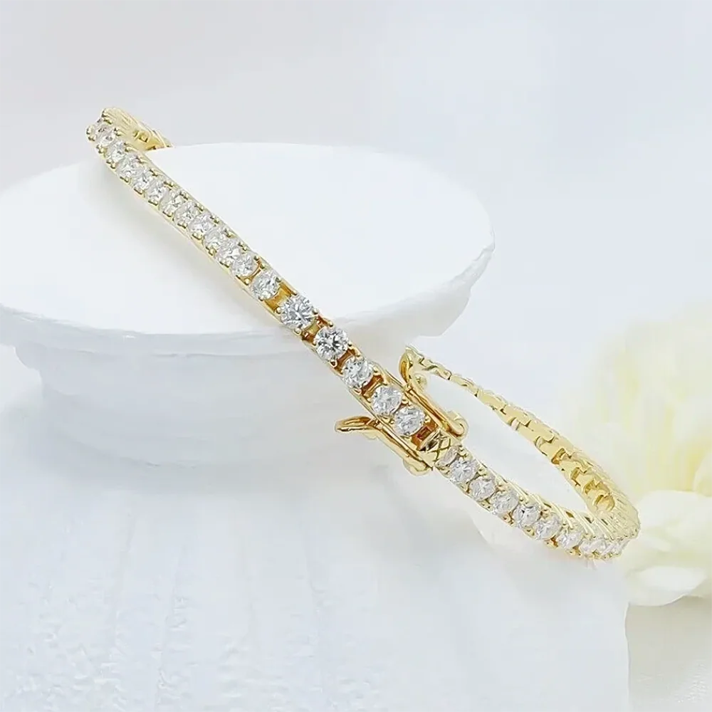 Certified GH/SI 6.20Ct Natural Diamond 14Kt Yellow Gold Tennis Bracelet Fro Her - view 4