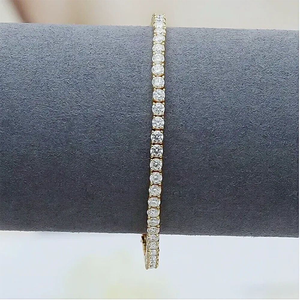 Certified GH/SI 6.20Ct Natural Diamond 14Kt Yellow Gold Tennis Bracelet Fro Her - view 5