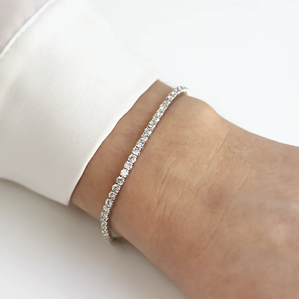 5CT Round Cut Natural Diamond Engagement Gift For Tennis Bracelet 14k White Gold - view 4