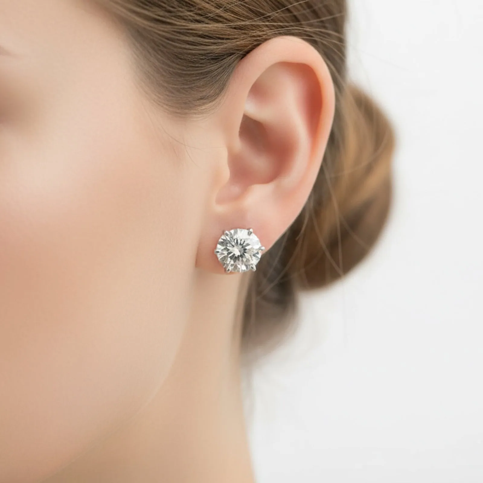4.00 Ct Round Cut Moissanite Stud Earrings VS1 - view 5