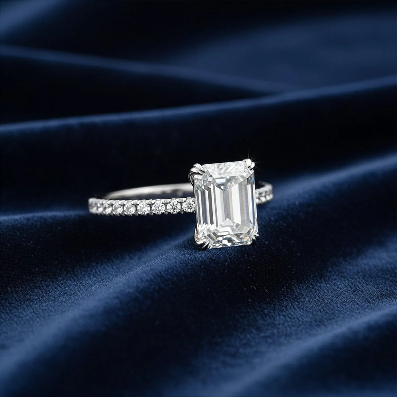 3.30 Ct Emerald Cut Moissanite Ring — VS1 Clarity, 18k Gold Vermeil - view 6