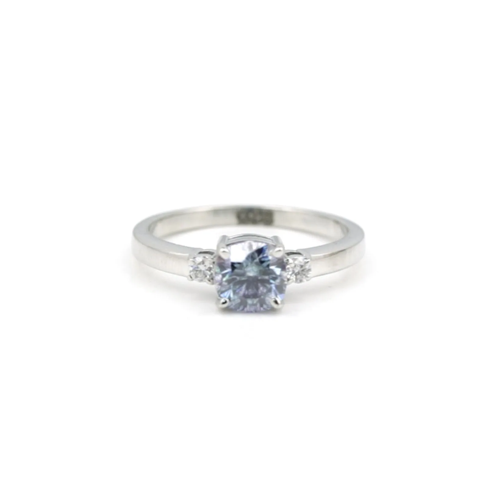2.00 Ct Cushion Cut Blue Moissanite Ring — VS1 Clarity, 18k Gold Vermeil