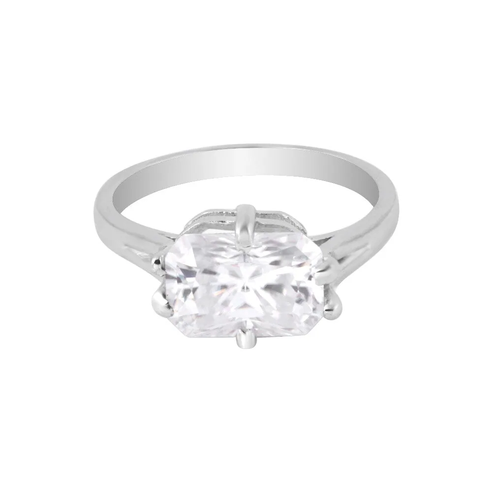 3.60 Ct Radiant Cut Moissanite Ring — VS1 Clarity, 18k Gold Vermeil