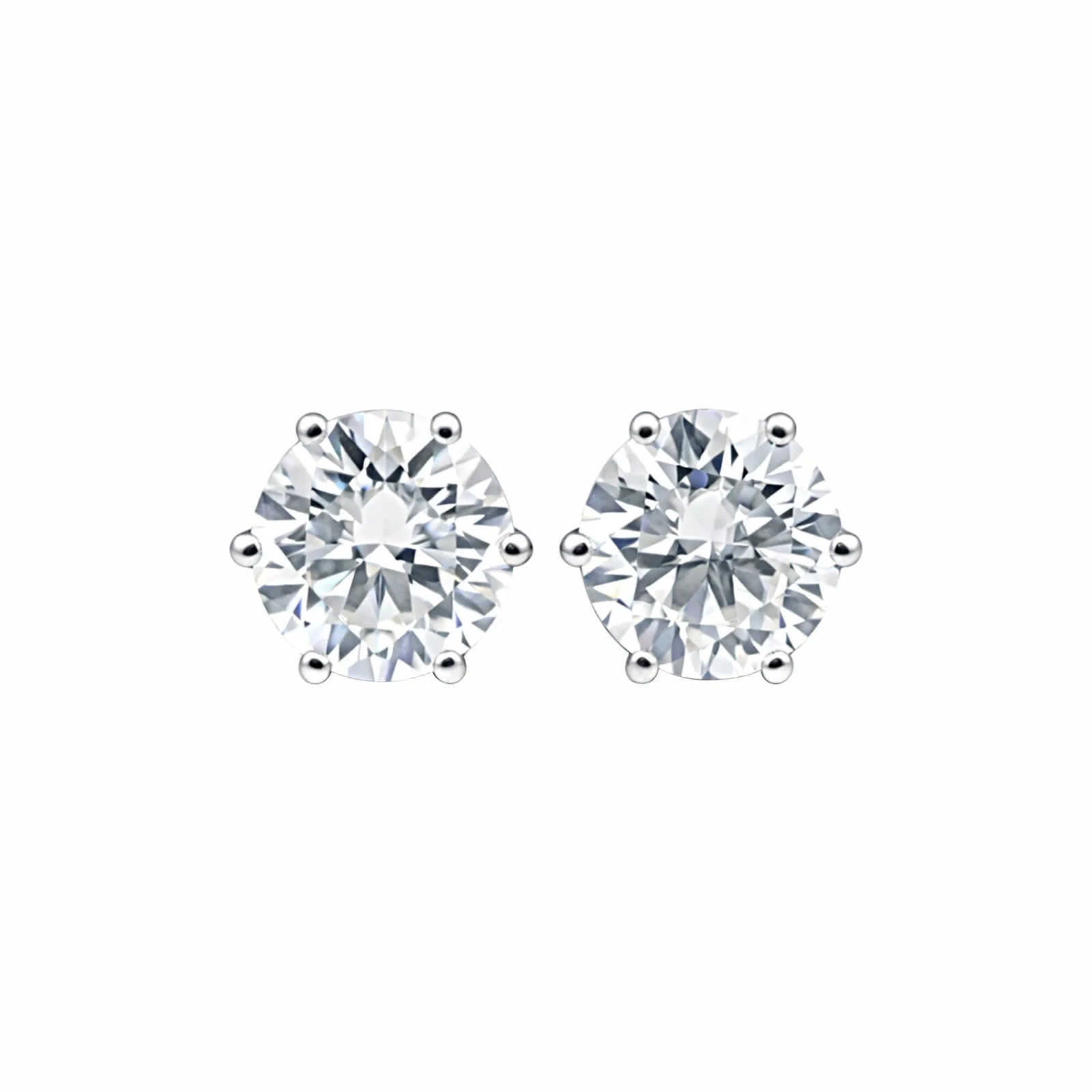 4.00 Ct Round Cut Moissanite Stud Earrings — VS1 Clarity, 18k Gold Vermeil