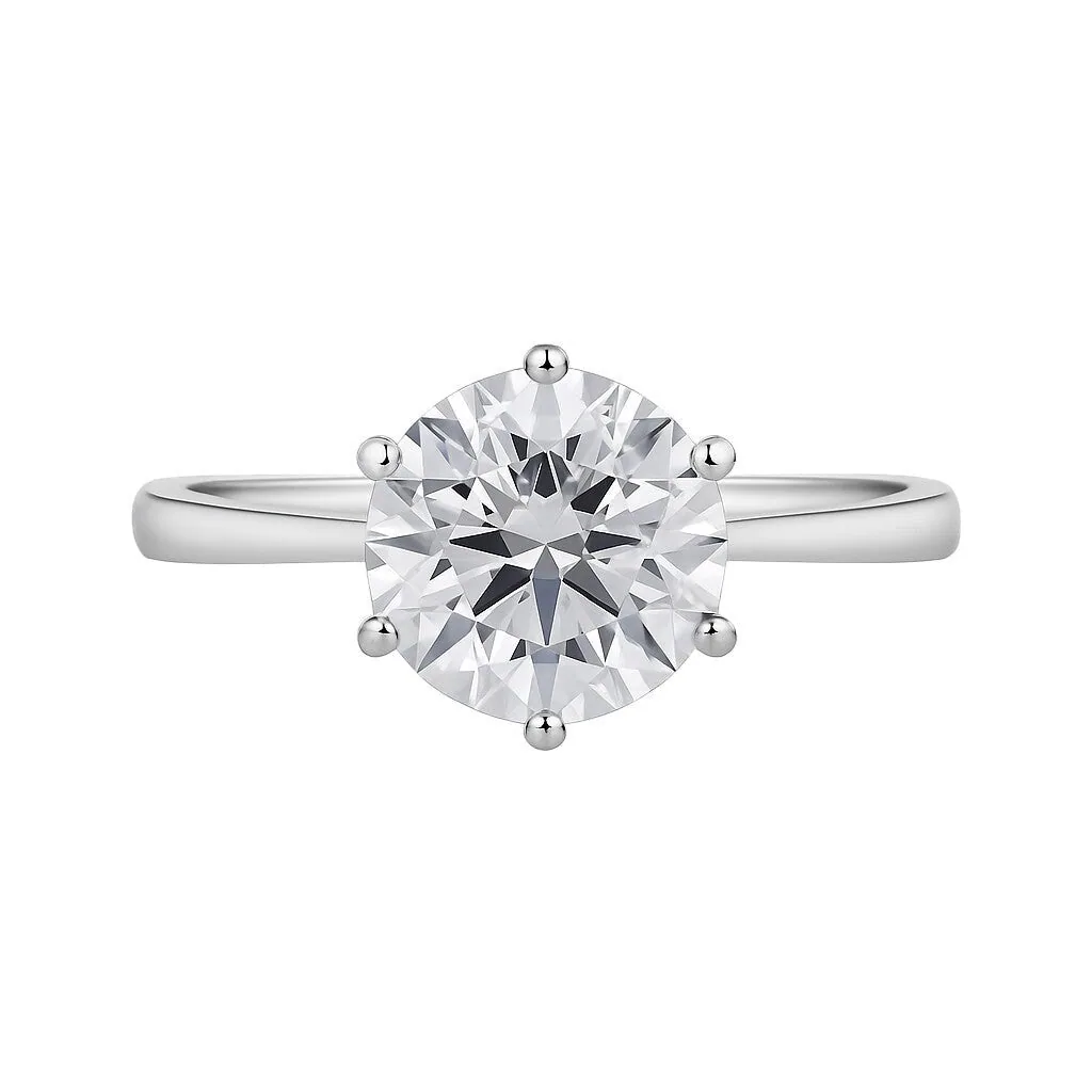 3.21 Ct Round Cut Moissanite Ring — VS1 Clarity, 18k Gold Vermeil