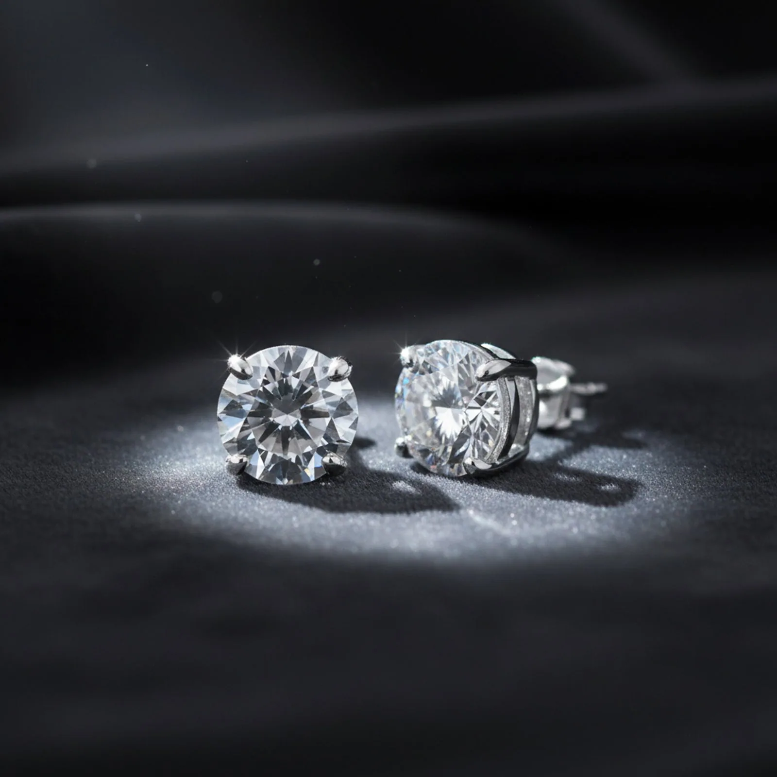 3 Ct Moissanite Round Stud Earrings - view 5