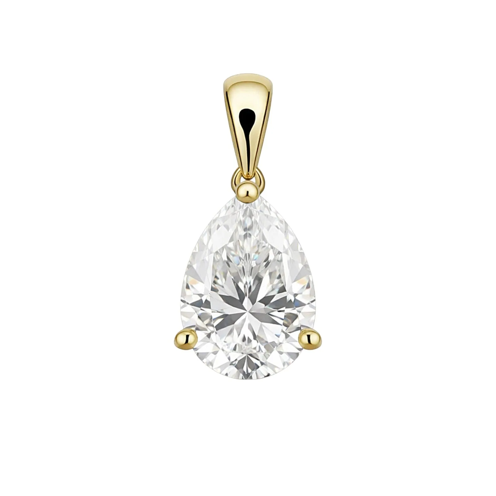 2 Ct Pear Cut Moissanite Pendant — VS1 Clarity, 18k Gold Vermeil