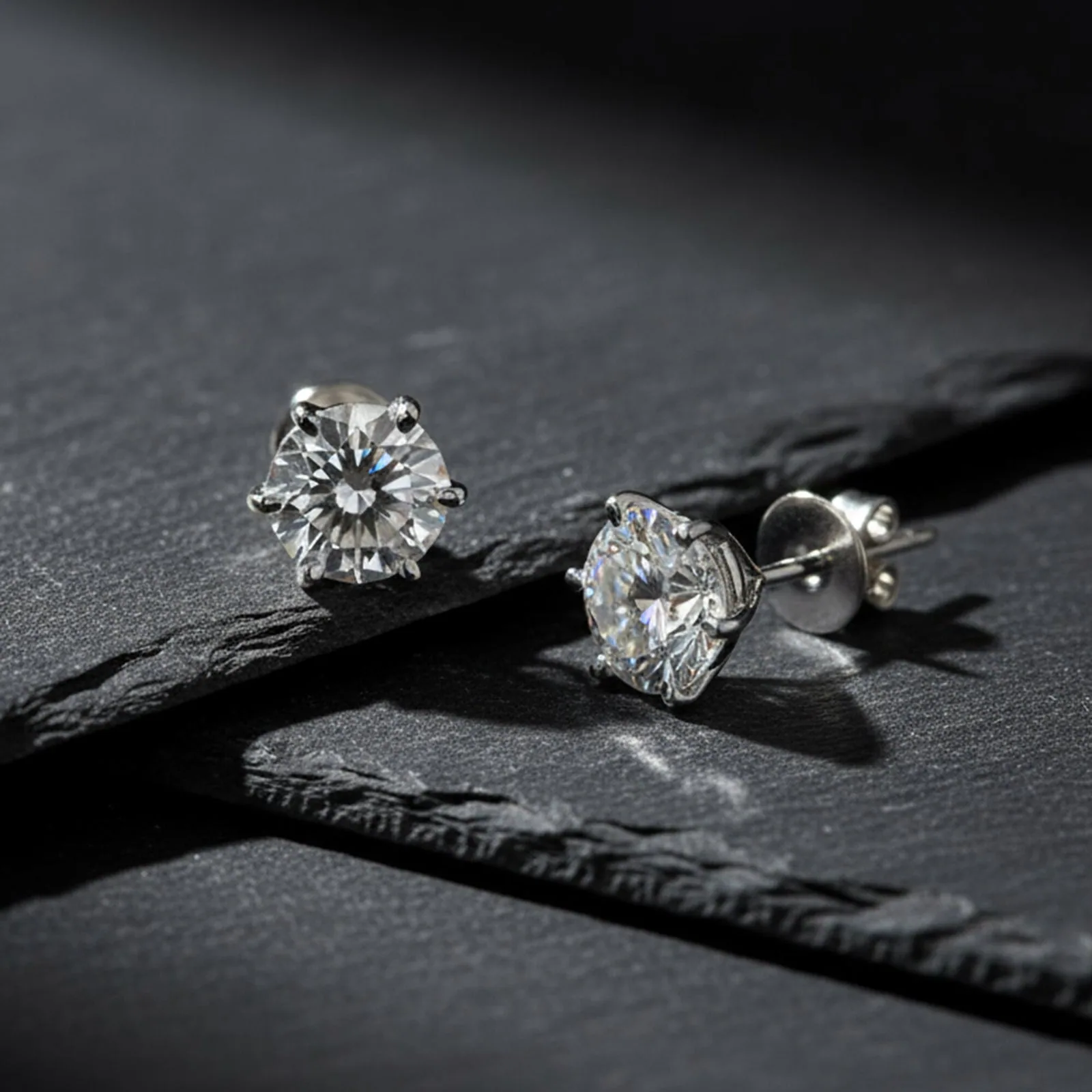 4.00 Ct Round Cut Moissanite Stud Earrings VS1 - view 4