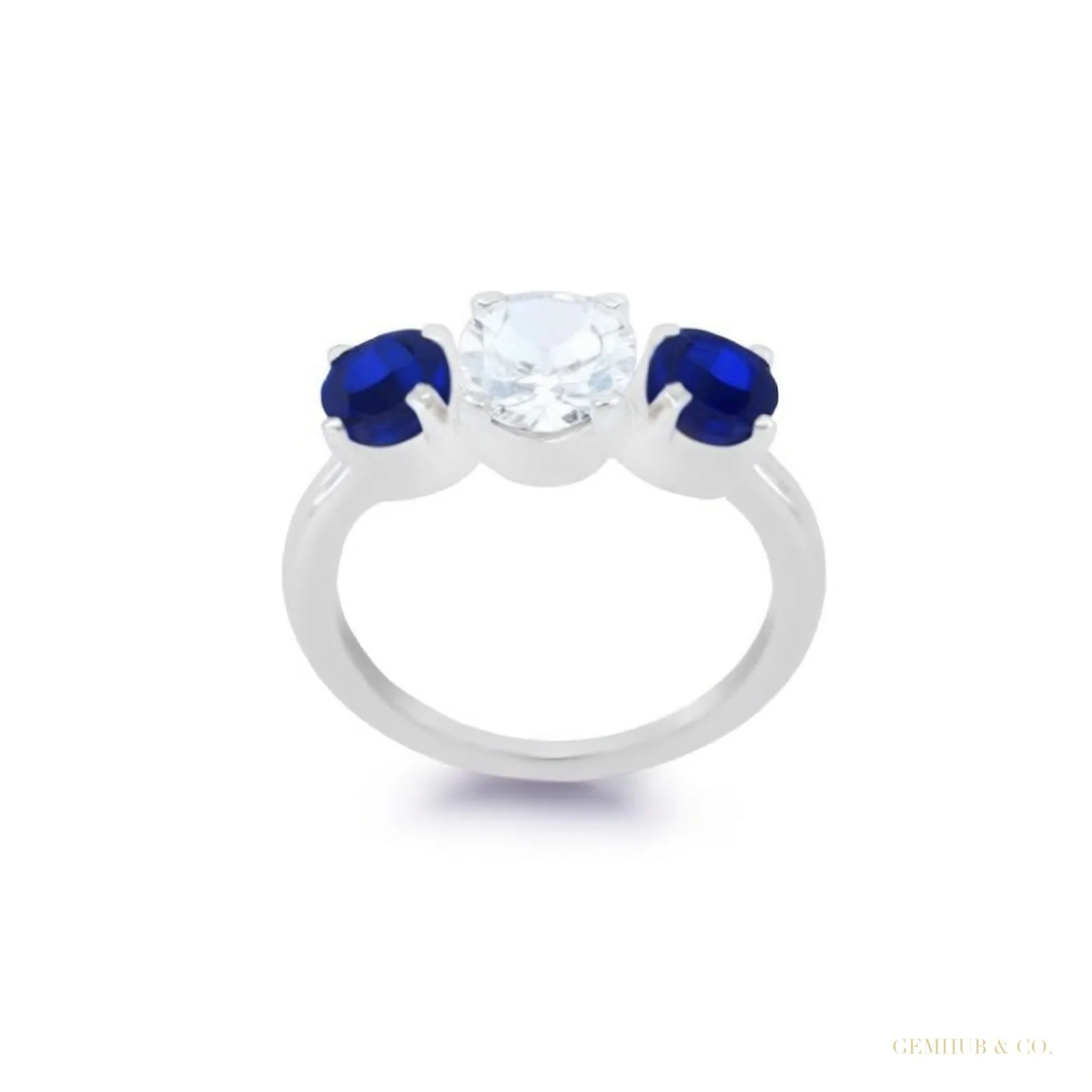 Certified 1.00 ct DEW White Moissanite Ring with Sapphire Accents – Labor Day Gift 18K 18K Gold Plated