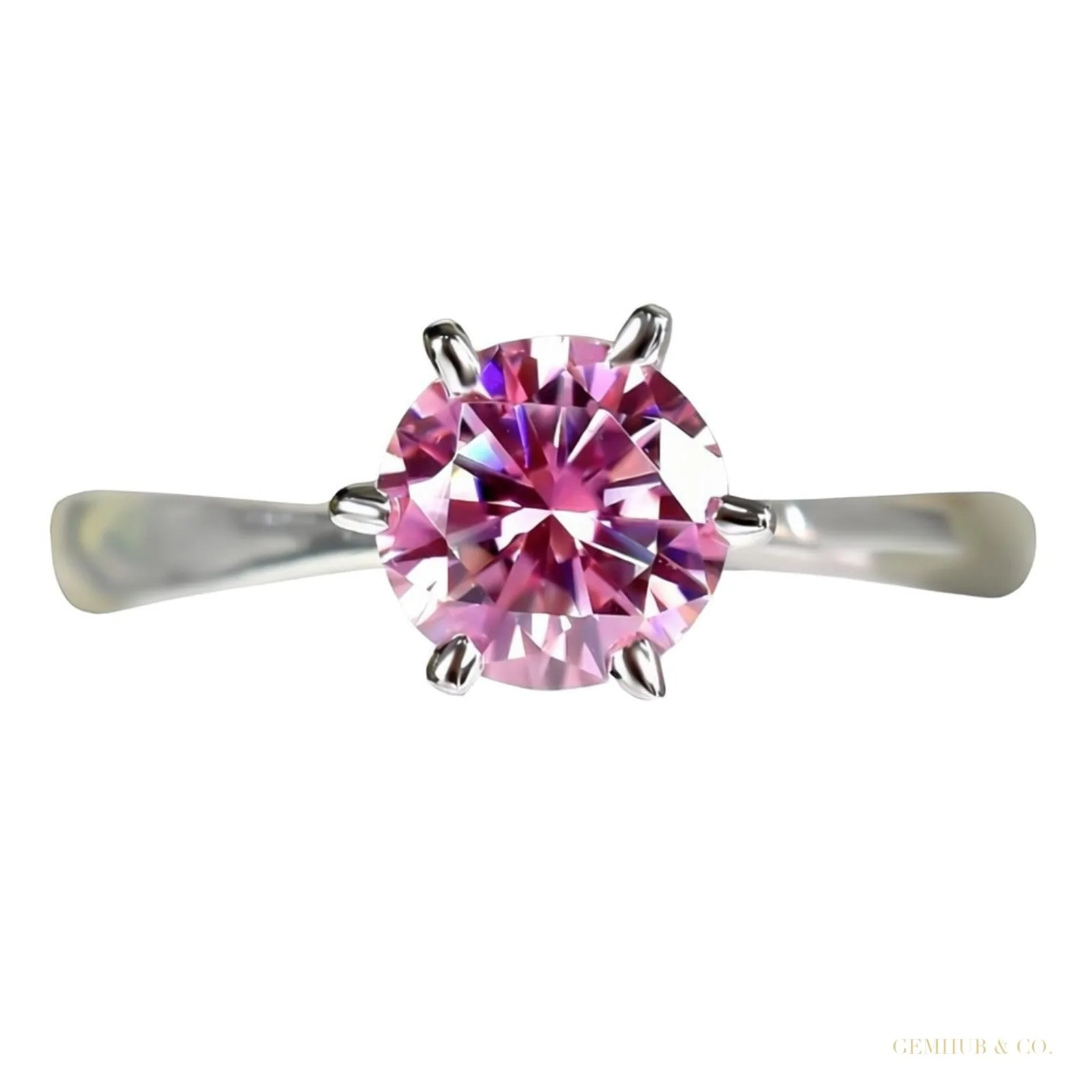 Certified 1.1ct VVS1 Pink Moissanite Ring Jewelry Gift for Women – 18K Gold Vermeil