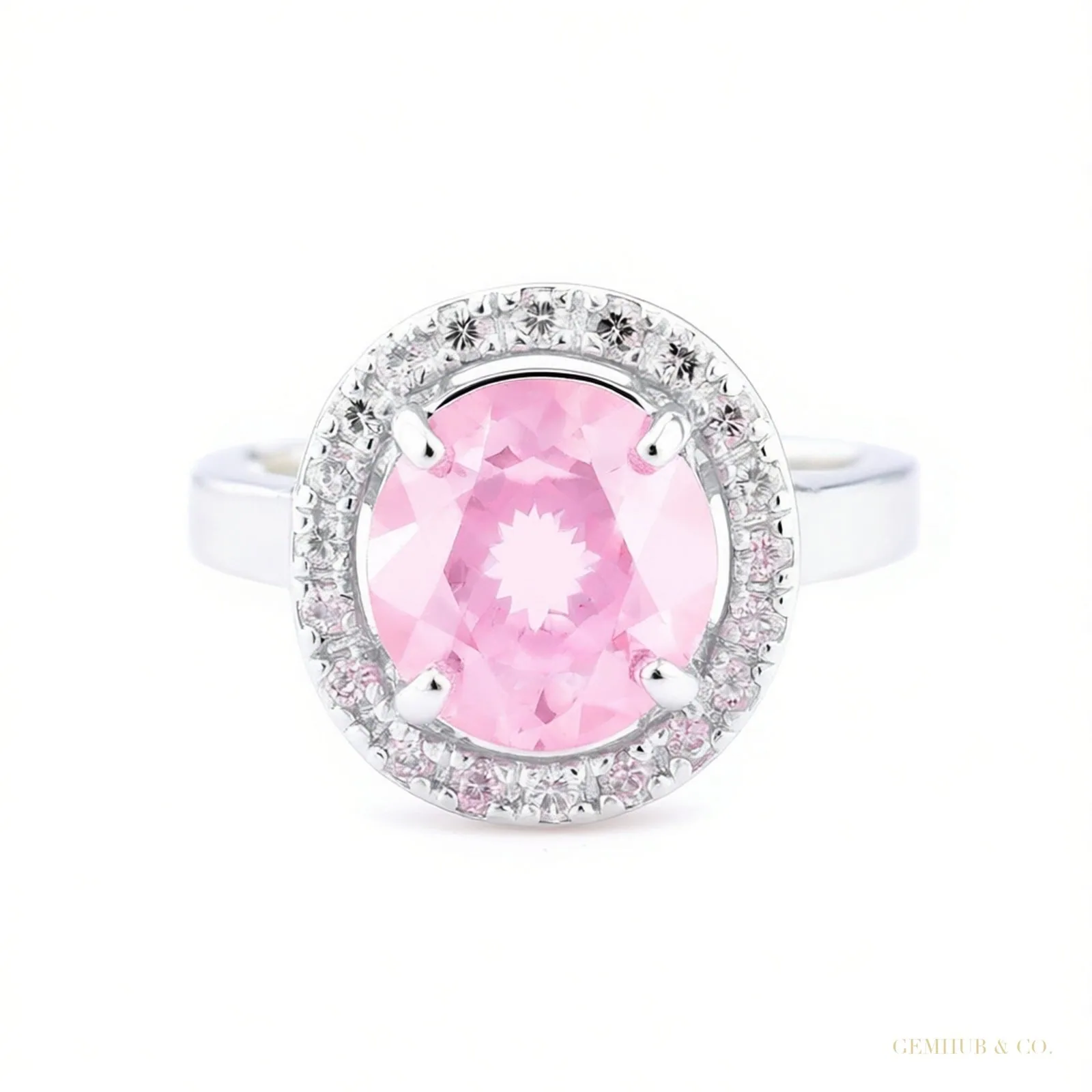 Certified 1.2 ct DEW Pink Moissanite Ring in Gift for Her Love 18K Gold Plated