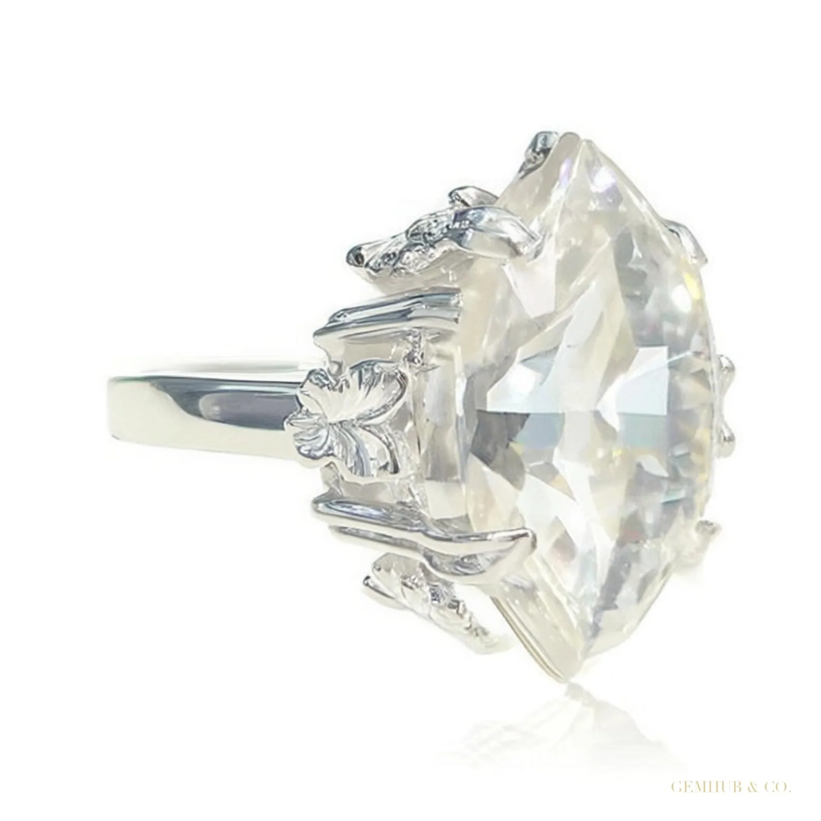 Certified 11.30 ct DEW Oval Cut White Moissanite Solitaire Ring – 18K Gold Vermeil