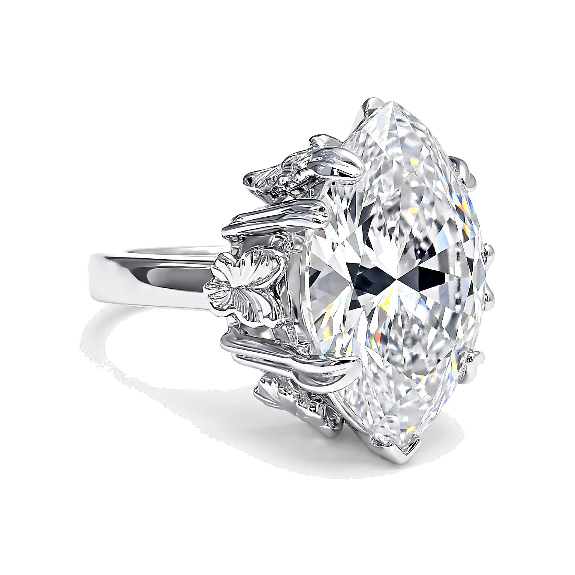 Certified 11.30 ct DEW Oval Cut White Moissanite Solitaire Ring in 18K Gold Vermeil (925 Silver)