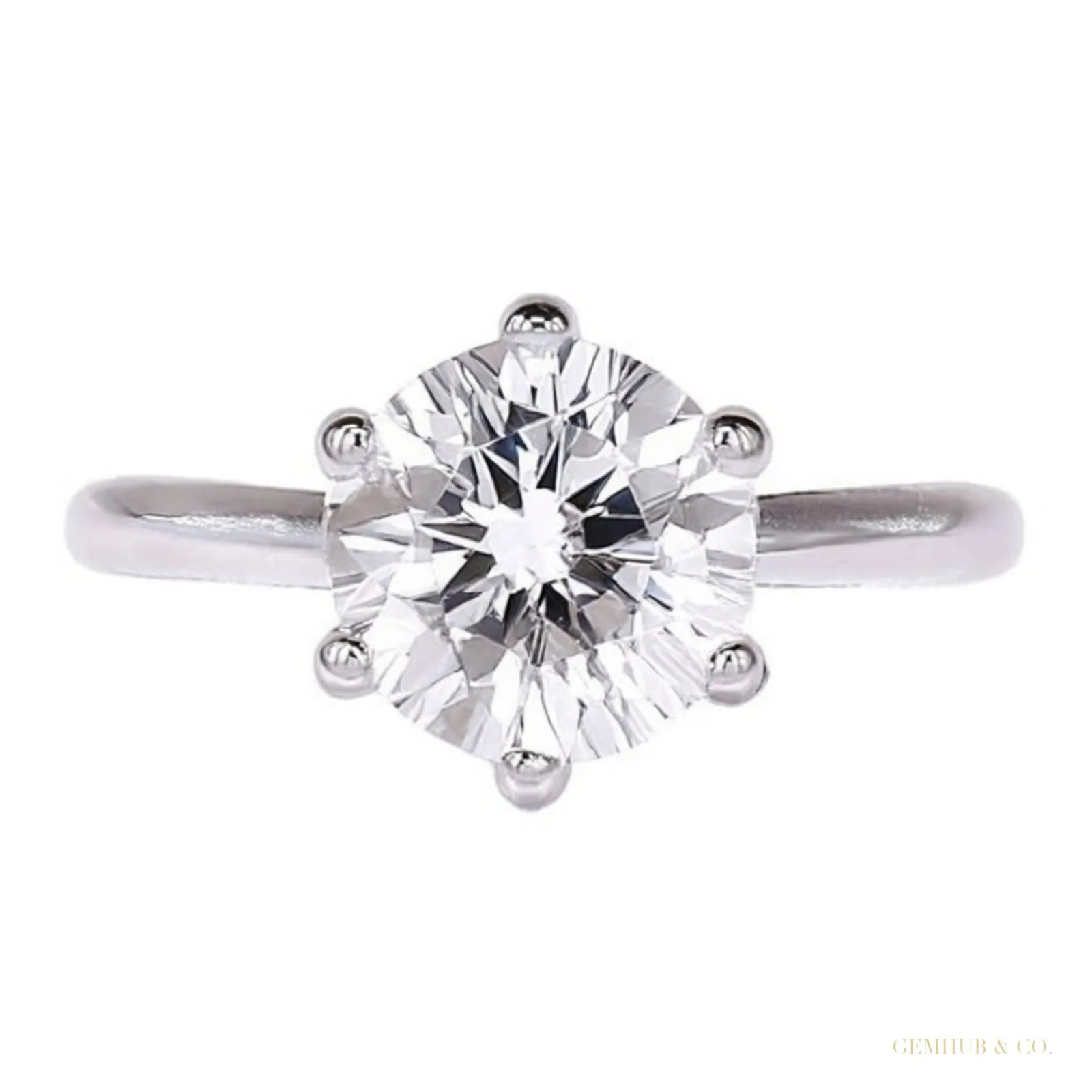Certified 2.20 ct DEW Emerald Cut White Round Moissanite Solitaire Ring in 18K Gold Plated