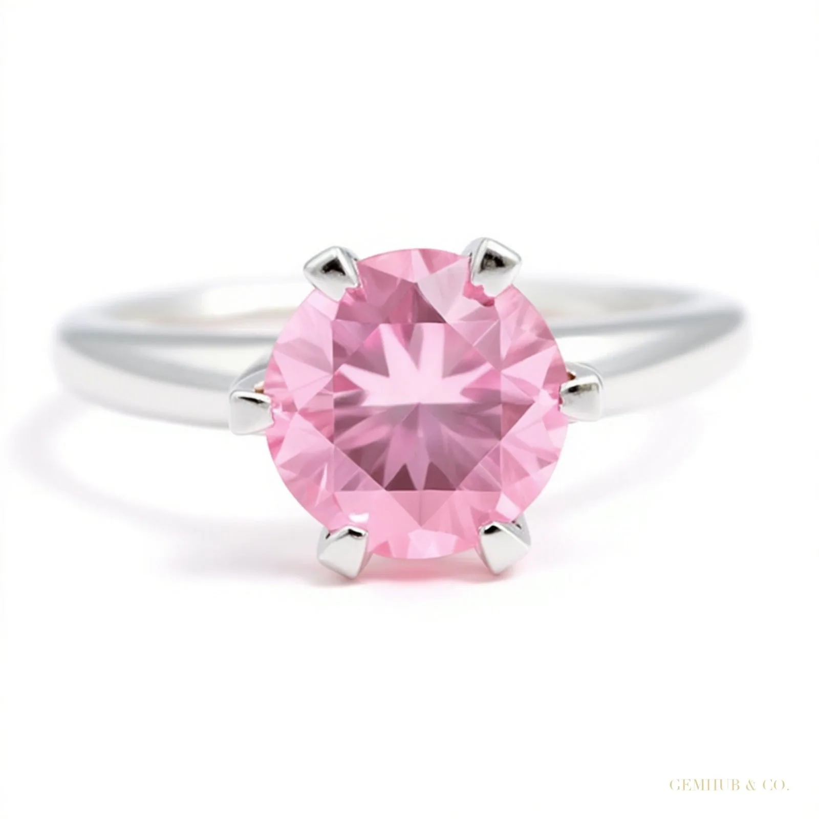 Certified 2.20ct VVS1 Pink Moissanite Solitaire Ring for Lover Gift 18K Gold Plated