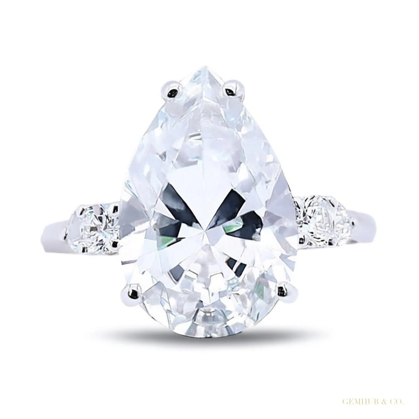 Certified 2.50 ct DEW Pear Cut White Moissanite Solitaire Ring – 18K Gold Vermeil