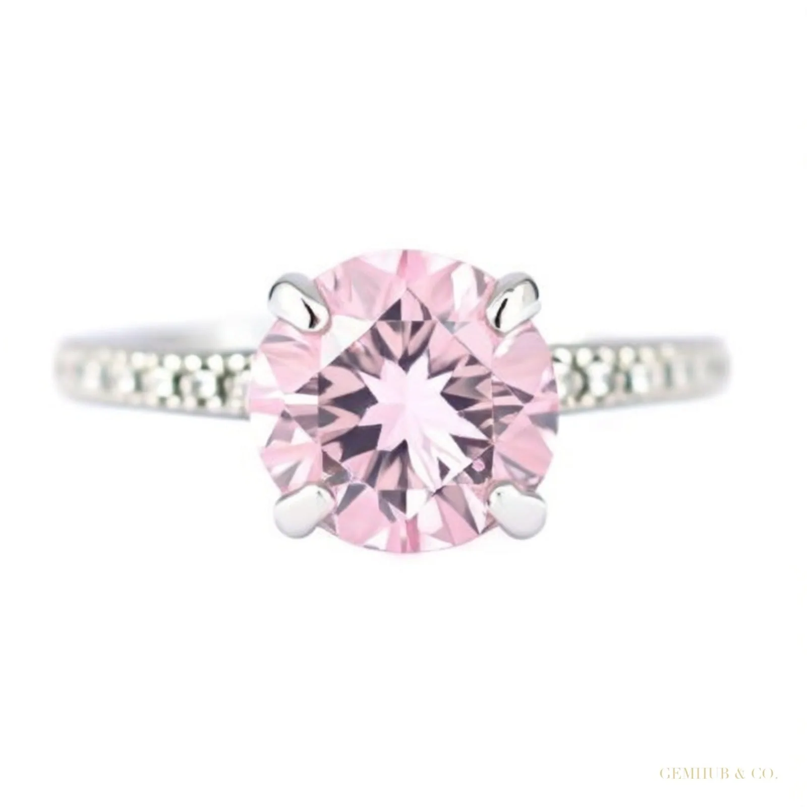 Certified 2.60 ct DEW Pink Moissanite Solitaire Ring in Gift 18K Gold Plated