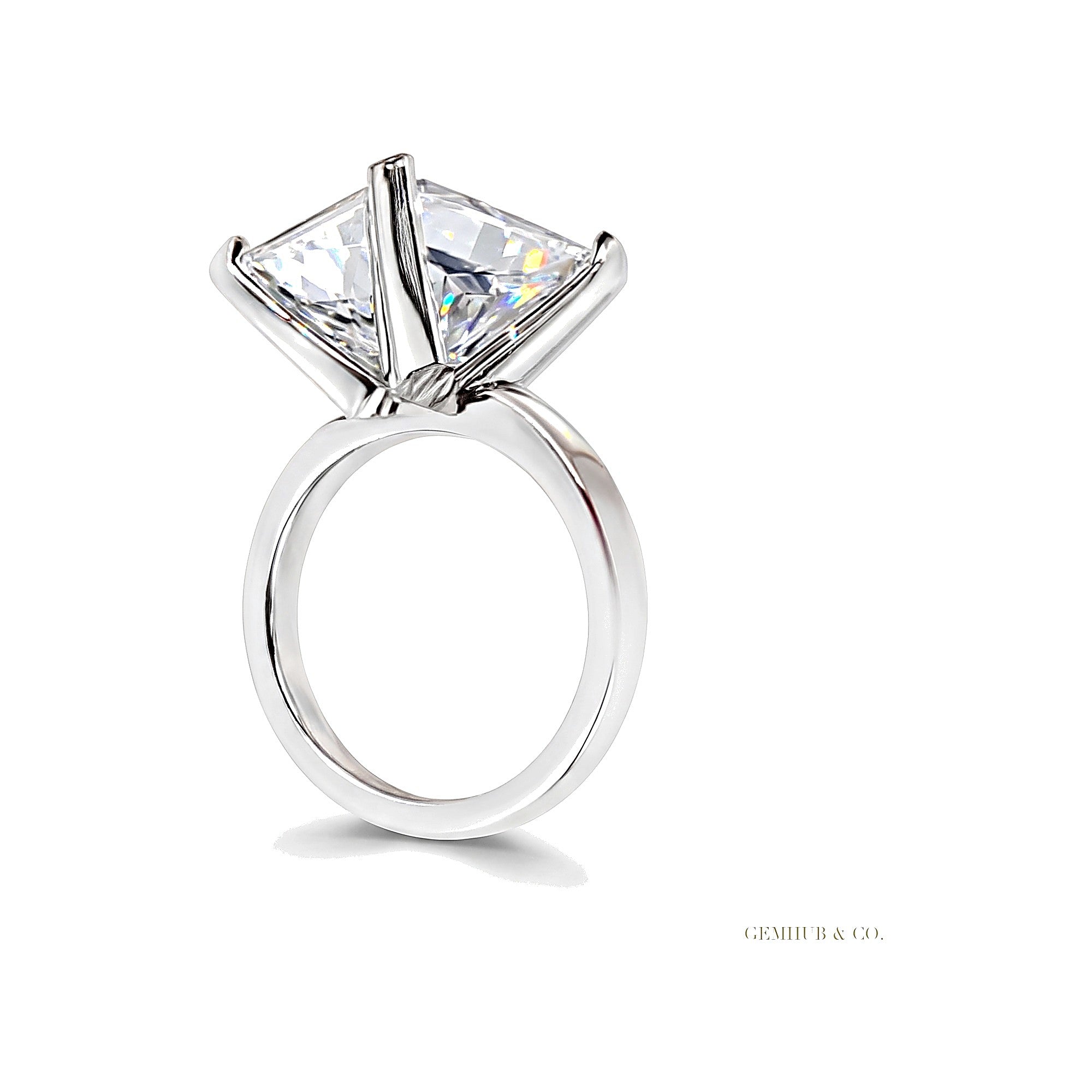 Certified 2.60 ct DEW Cushion Cut White Moissanite Solitaire Ring in 18K Gold Vermeil (925 Silver)