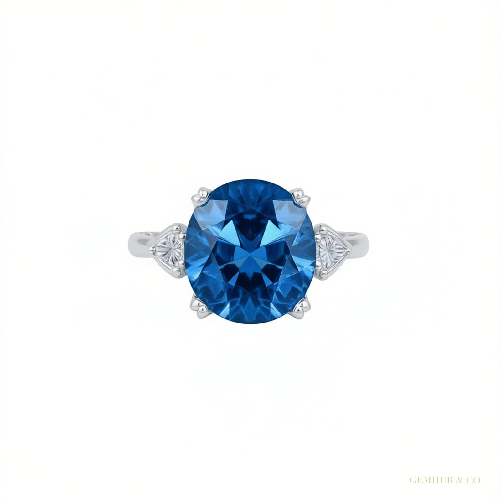 Certified 2.80 ct DEW Round Cut Blue Moissanite Solitaire For Engagement Ring – 18K Gold Vermeil