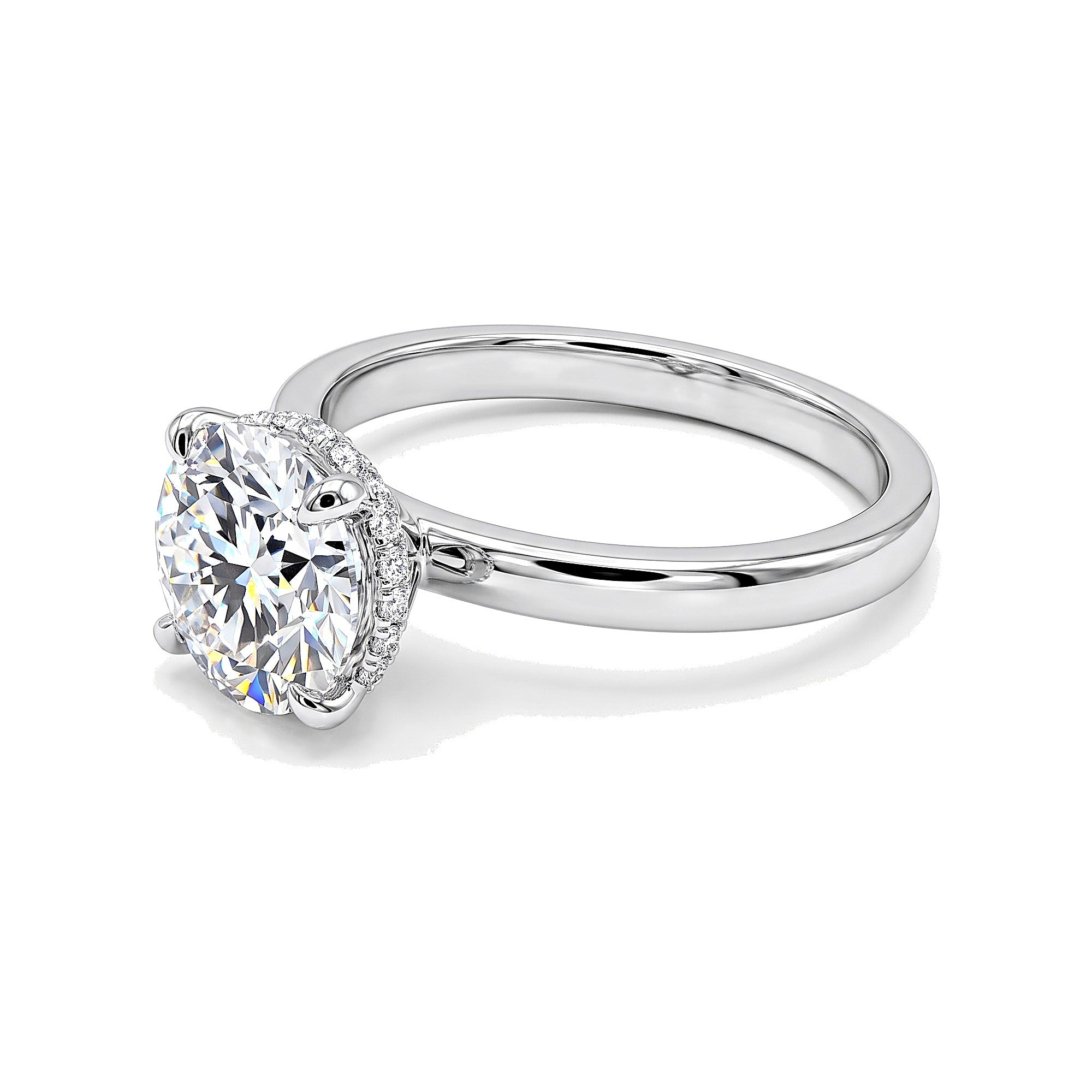 Certified 3.25 ct DEW Round Cut White Moissanite Solitaire Statement Ring in 18K Gold Vermeil (925 Silver)