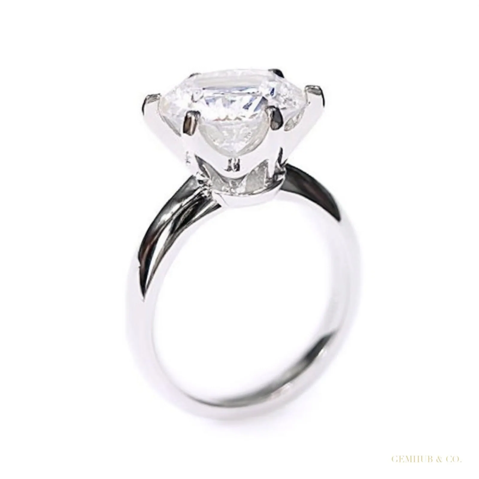 Certified 3.28 ct DEW Round Cut White Moissanite Solitaire Ring – 18K Gold Vermeil