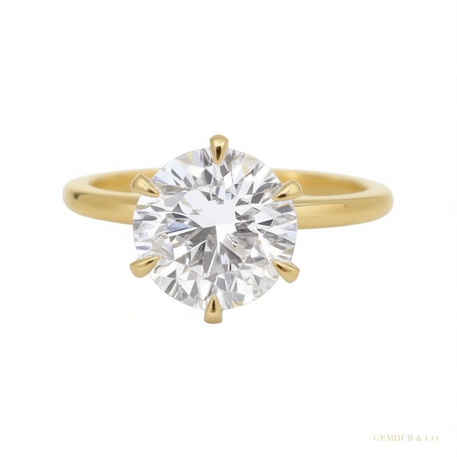 Certified 3.40 ct DEW White Moissanite Solitaire Statement Ring 18K Gold Plated