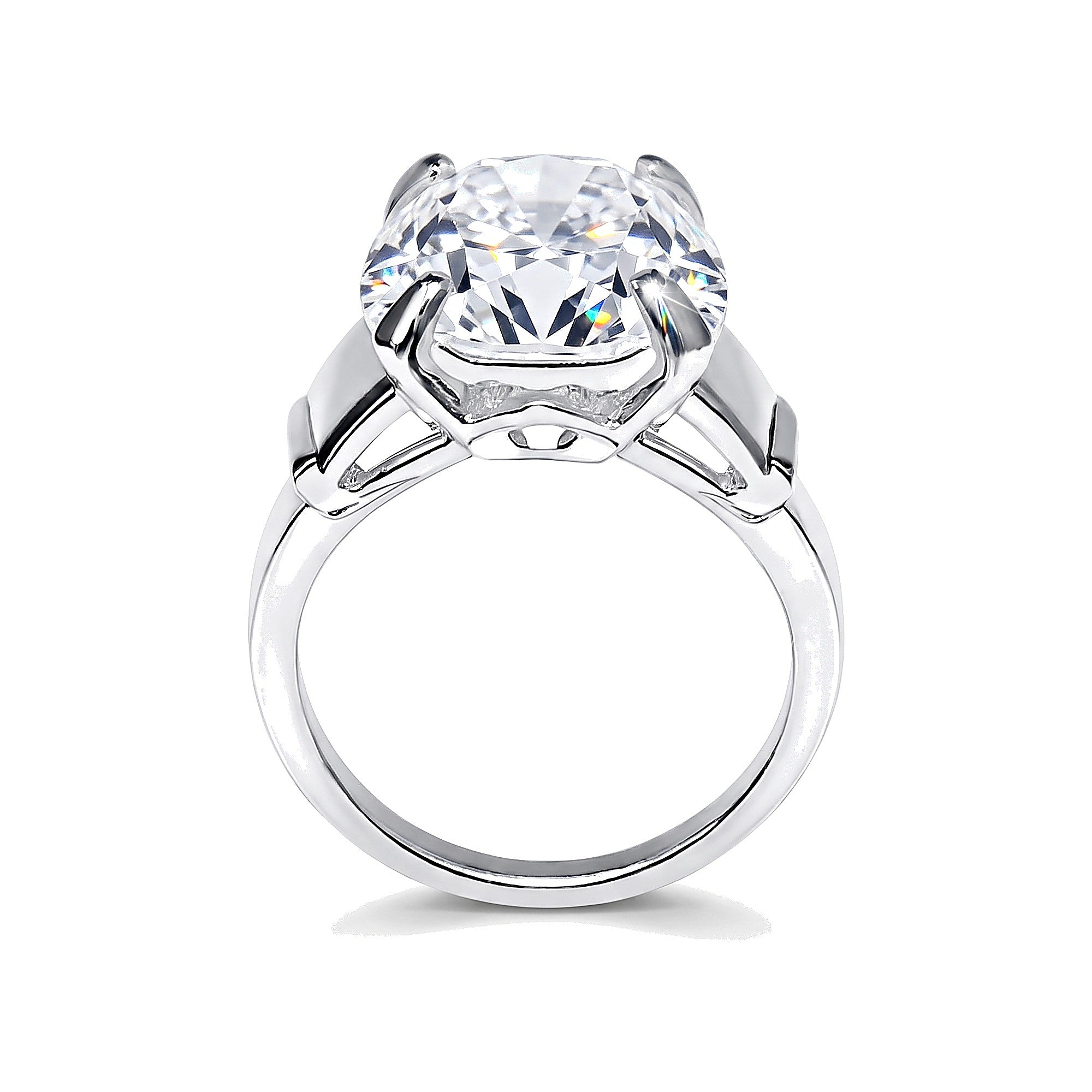 Certified 3.50 ct DEW Round Cut White Solitaire Moissanite Engagement Ring in 18K Gold Vermeil (925 Silver)