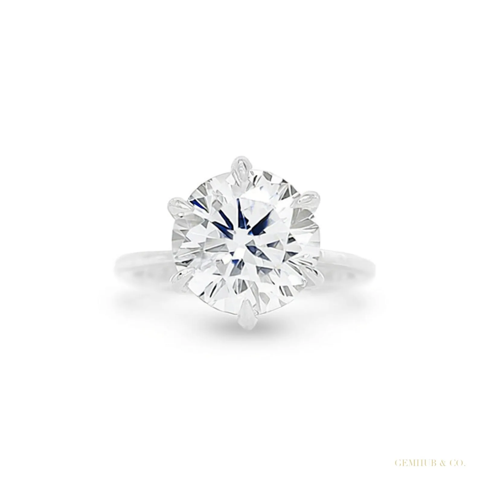 Certified 3.70 ct DEW White Moissanite Solitaire Statement Ring 18K Gold Plated
